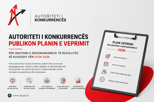 AUTORITETI I KONKURRENCËS PUBLIKON PLANIN E VEPRIMIT PËR ZBATIMIN E REKOMANDIMEVE TË REZOLUTËS SË KUVENDIT PËR VITIN 2026